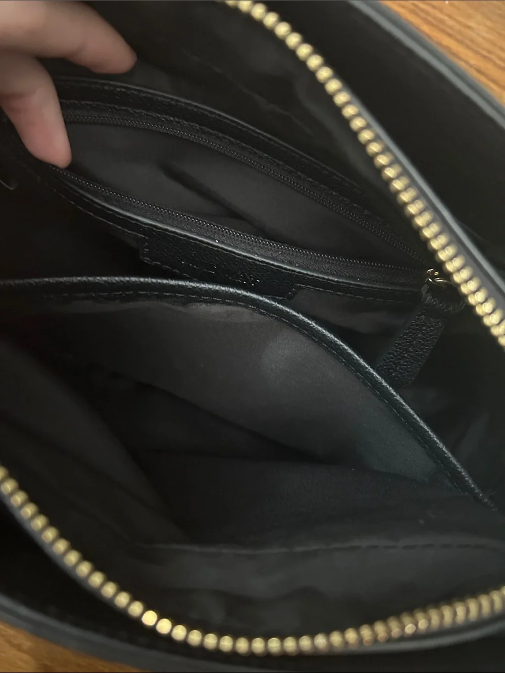 Nine West Black Pebbled Satchel Crossbody Purse with Gold Accents